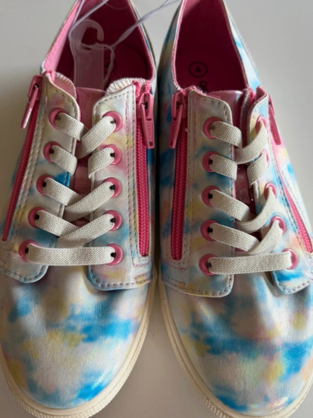 Girl’s Cat & Jack Lucian Pink Tie Dye Dbl Zipper Sneaker Shoes Size 4